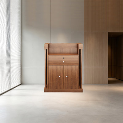 Bureau de réception compact rétro classique avec tiroirs verrouillables, station de réception commerciale pour les boutiques, les hôtels et les petits halls d'entrée, conception à glissière silencieuse, aucun assemblage requis