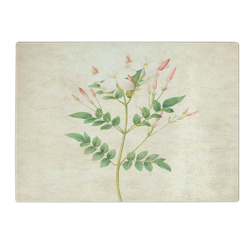 Tempered Glass Spanish Jasmine Flowers by Pierre-Joseph Redoute Chopping Board, 28.5 cm W x 20 cm L