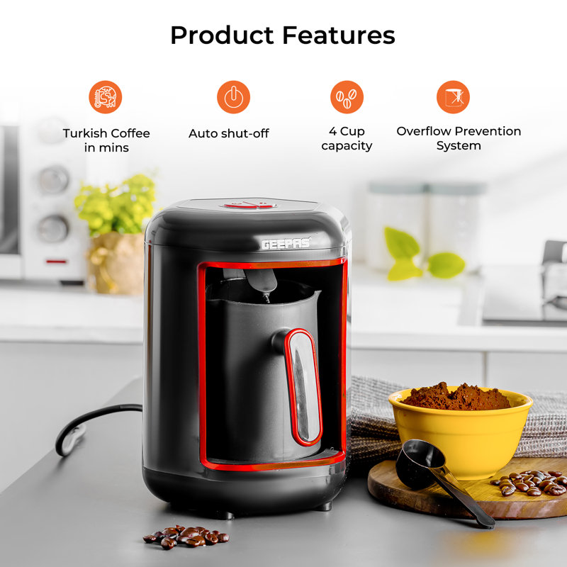 Geepas Automatic Turkish Coffee Maker, 4 Cups Capacity