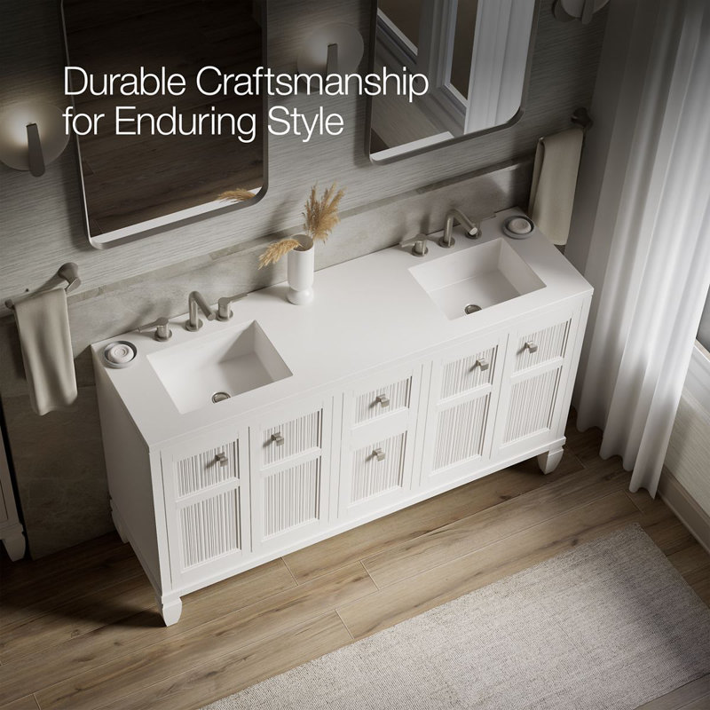 Hearthaven 60-In Bathroom Vanity Set, White