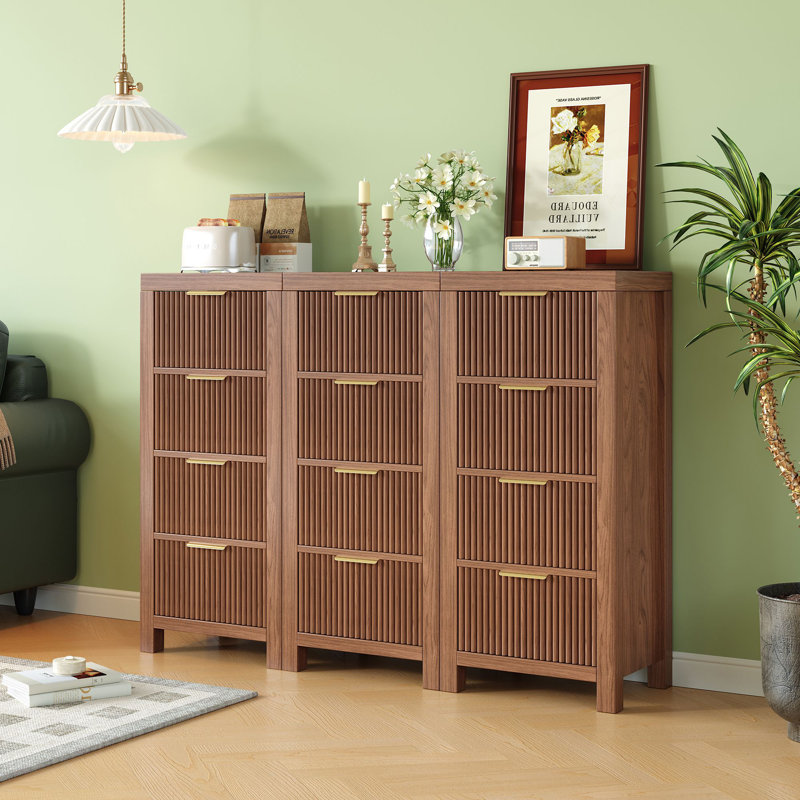 Commode 4 tiroirs (ensemble de 3), Brun