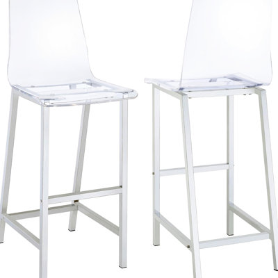 Transparent et tabourets de bar (de 2). Design tendance avec base. Corps en acrylique pour le style. H 46 po x l 21 po x P 17 po 2 tabourets. Largeur moderne. Siège confortable. 46 po x 21 po x 17 po, assise 30 po x 14,5 po