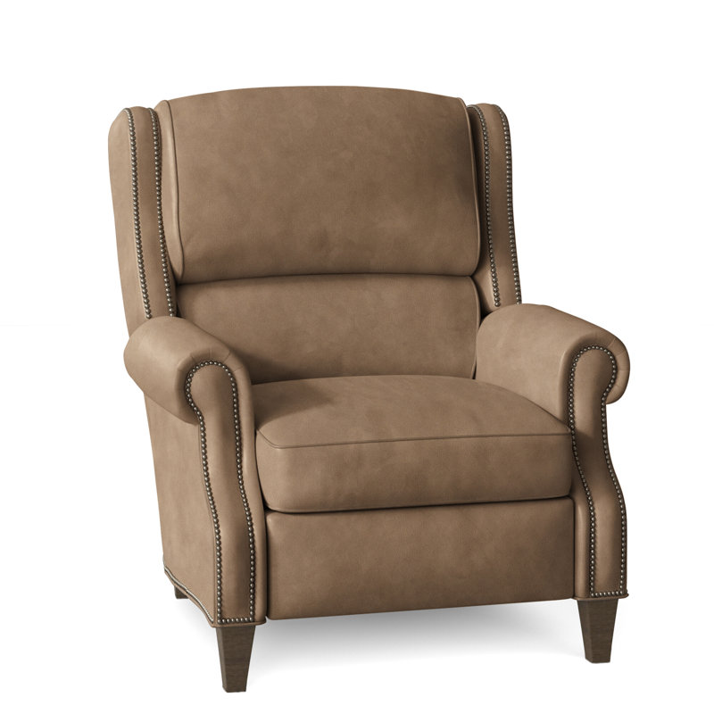 Huss Recliner, Manual, Cobblestone, Rio Mineral Genuine Leather