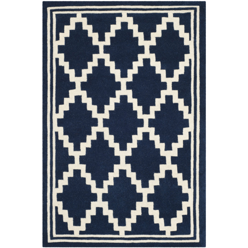 Geometric Wool Hand Woven Area Rug, Rectangle 122 x 183 cm