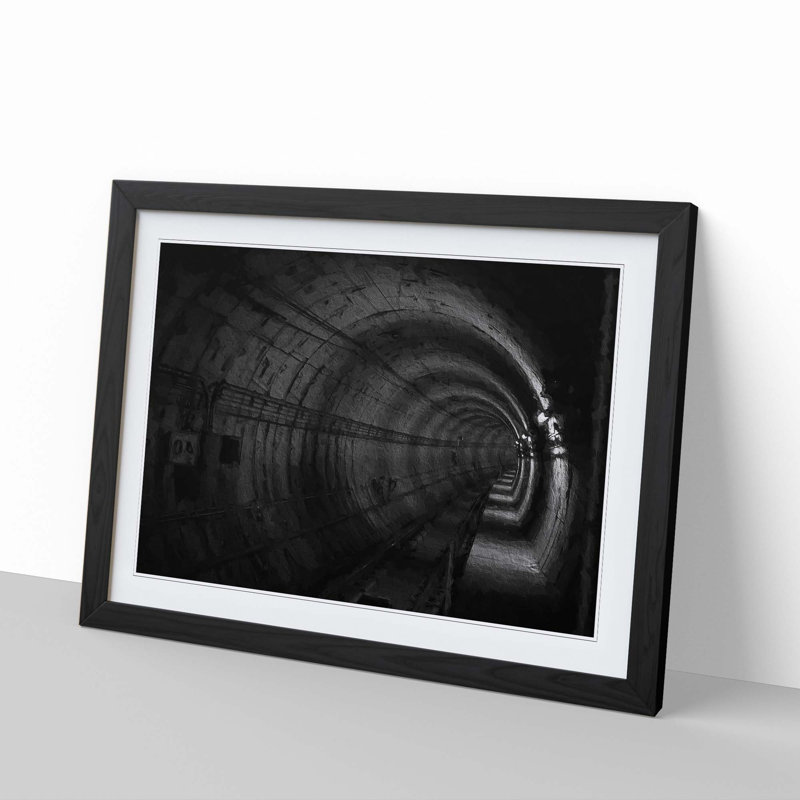 Subway Tunnel - Picture Frame Painting Print, 27cm H x 36cm W x 2cm D, Black Framed