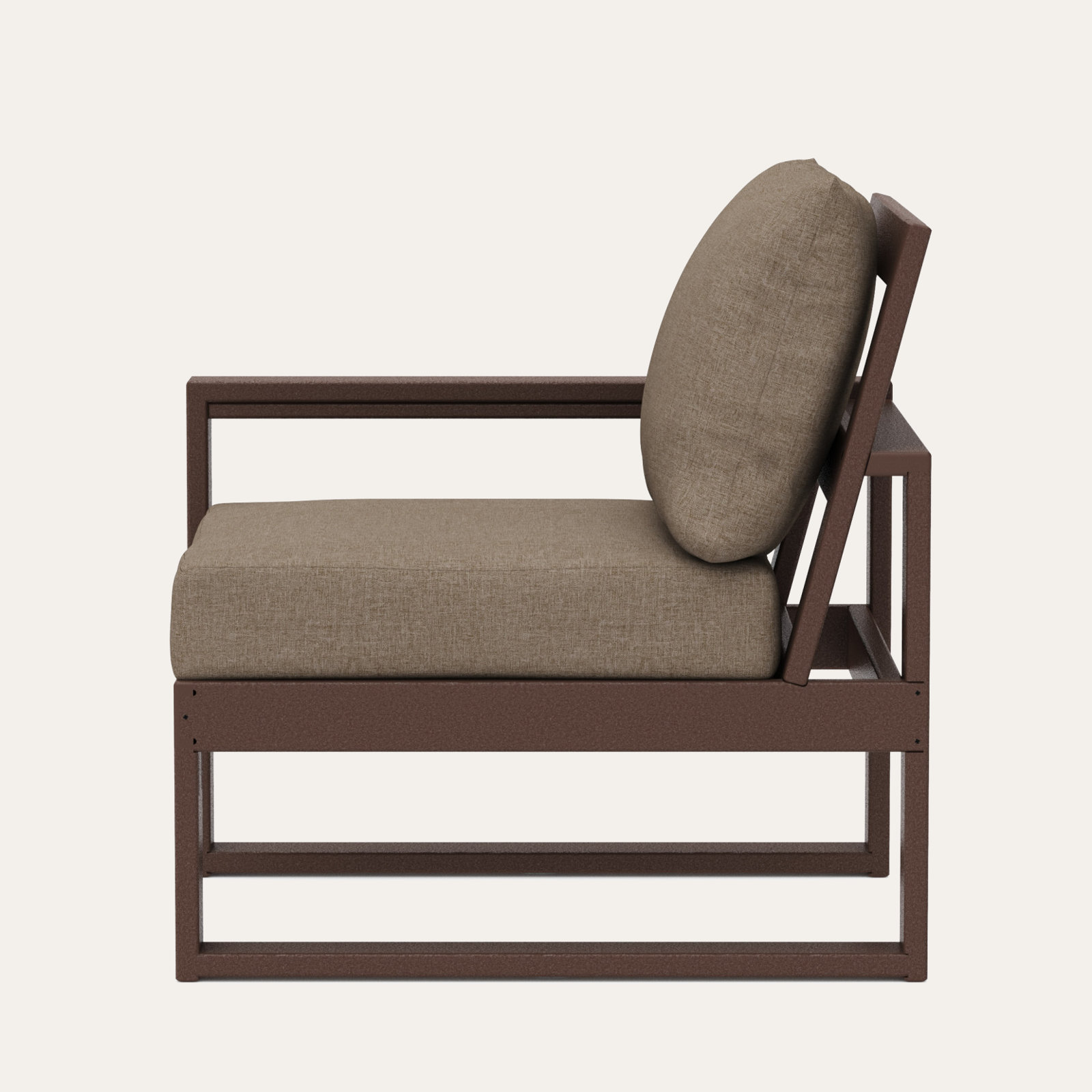 Edge Patio Lounge Chair, Spiced Burlap, Mahogany