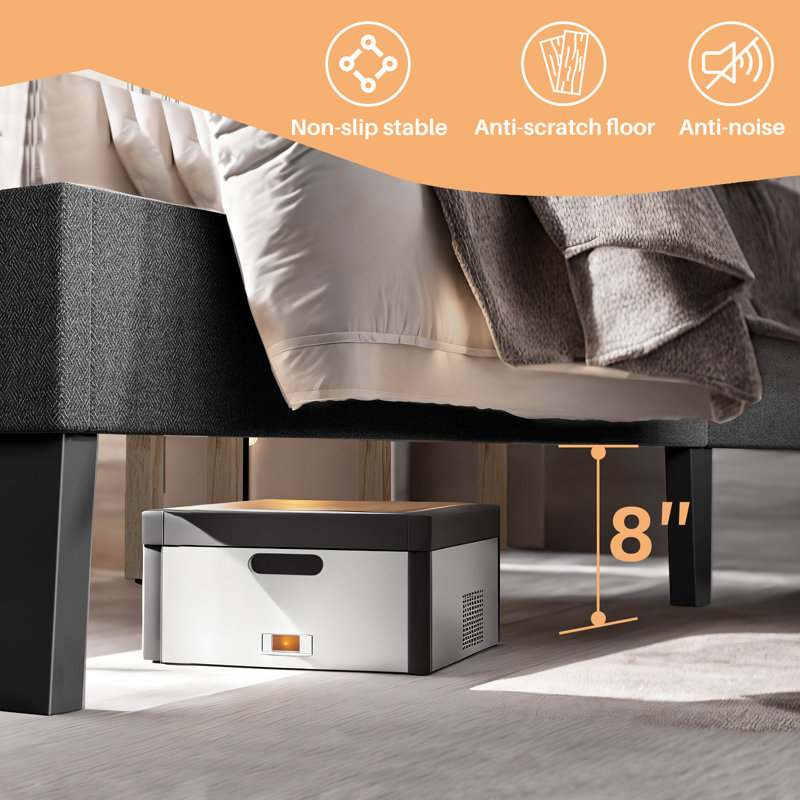 Platform Bed with Upholstered Adjustable Headboard, No Box Spring Needed, Queen, Dark Gray