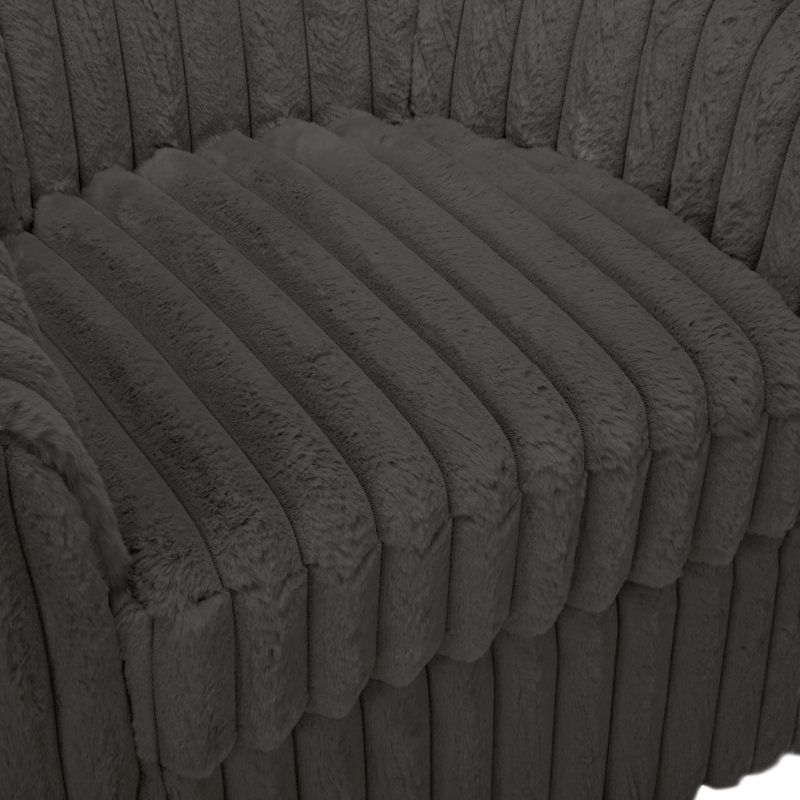 Aunna 78.2Cm Wide Swivel Barrel Chair, Chocolate Faux Fur
