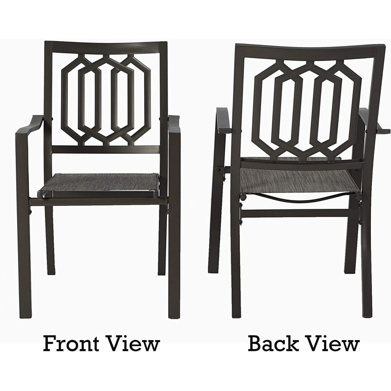 Kozyard Patio Dining Chairs Set of 2, Rust-Resistant Metal Frame, Textilene Fabric, Breathable Quick-Drying Sling Chairs for Backyard, Poolside, Garden, Balcony