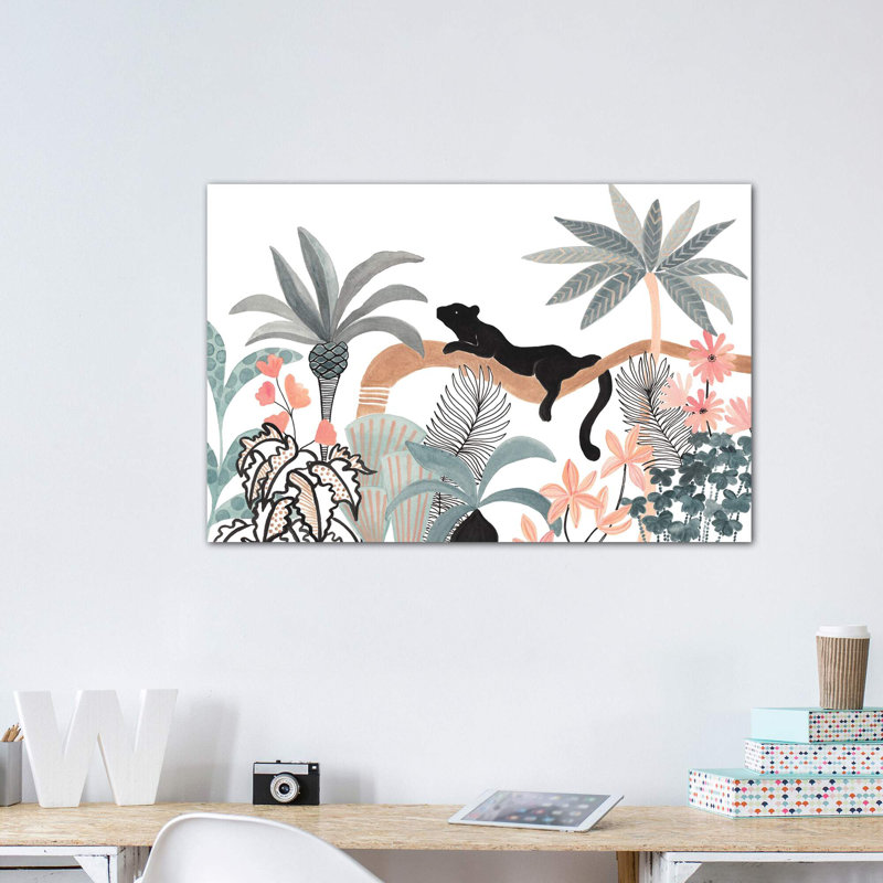 Jaguar dans la jungle, H 32 po x l 48 po x 1,5 po, Toile tendue