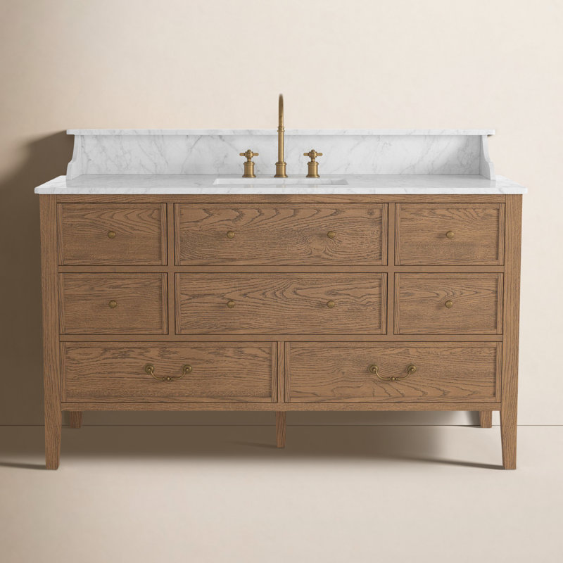 Elliston Single Wide Vanity-Carrara Marble