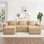 Canapé modulaire modulaire à 3 places en forme de U sans os, canapé modulaire Cloud avec assise profonde, canapé modulaire moderne à 3 places avec coussins décoratifs et 2 repose-pieds amovibles, tissu en velours côtelé-118070099