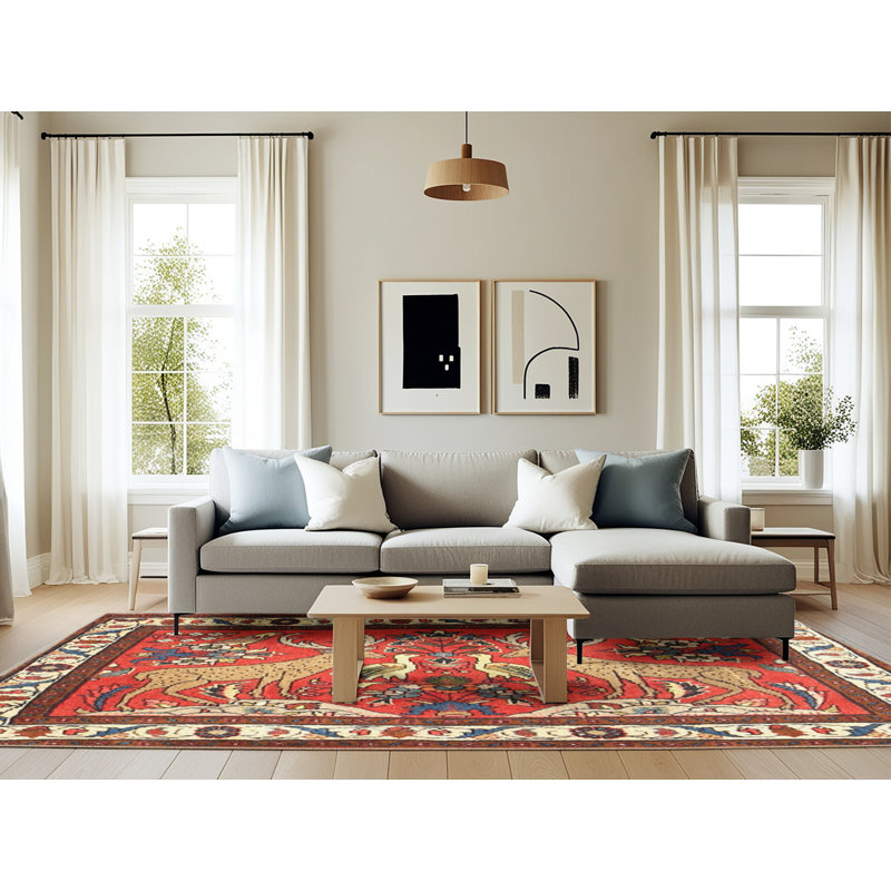 Wool Oriental Indoor Rug, Rectangle 6' x 9'