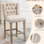 Tabourets de comptoir, beige (2) - Siège rembourré en mousse et fabrication en bois de 2 sièges beige, siège relaxant, pieds solides