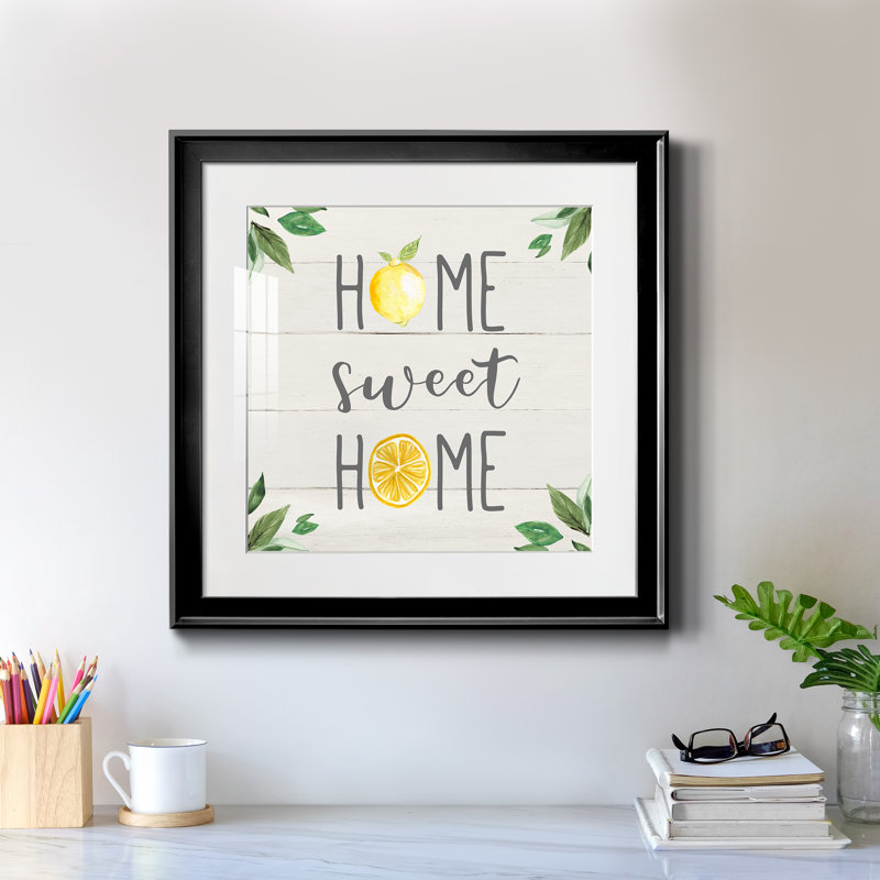 Home Sweet Lemon Home - cadre photo, art textuel, H 17,5 po x l 17,5 po x P 1,5 po, Cadre noir