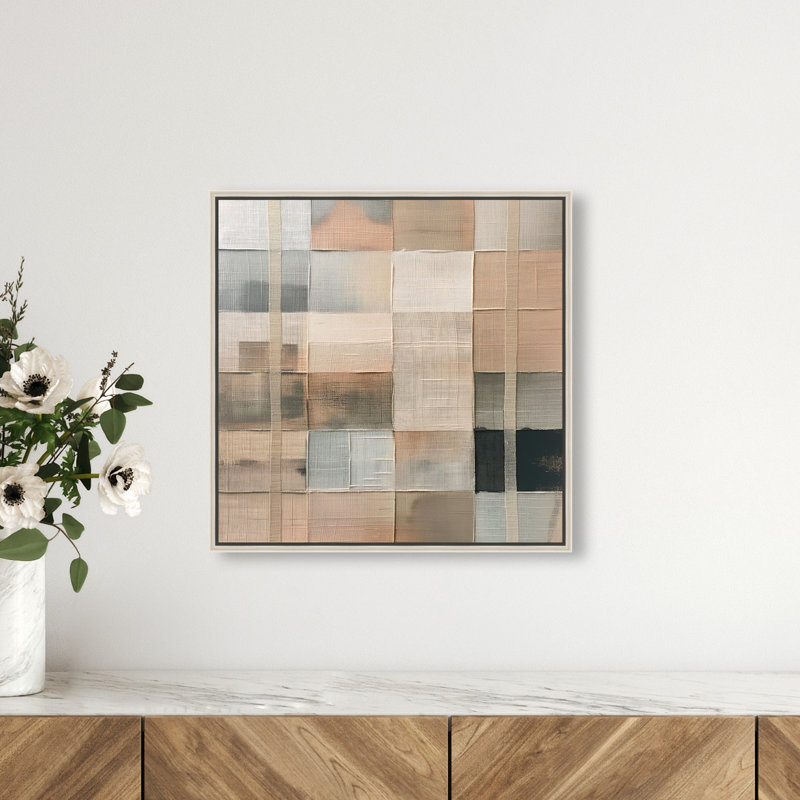 Minimalist Mesh Canvas Abstract Print by Oliver Gal, Black Frame, 12 x 12, 17"H x 17"W, Silver Frame