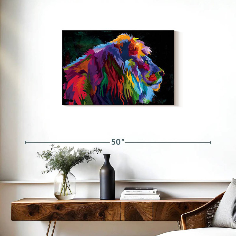 Lion coloré Alpha, H 20 po x l 30 po