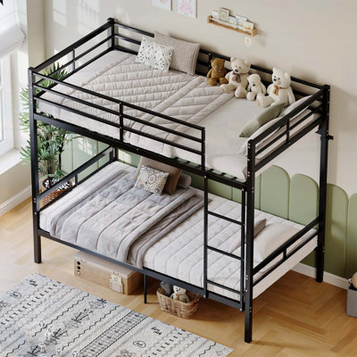 Lit superposé robuste en métal avec garde-corps élevés et rangement sous le lit, idéal pour les enfants, les adolescents et les adultes