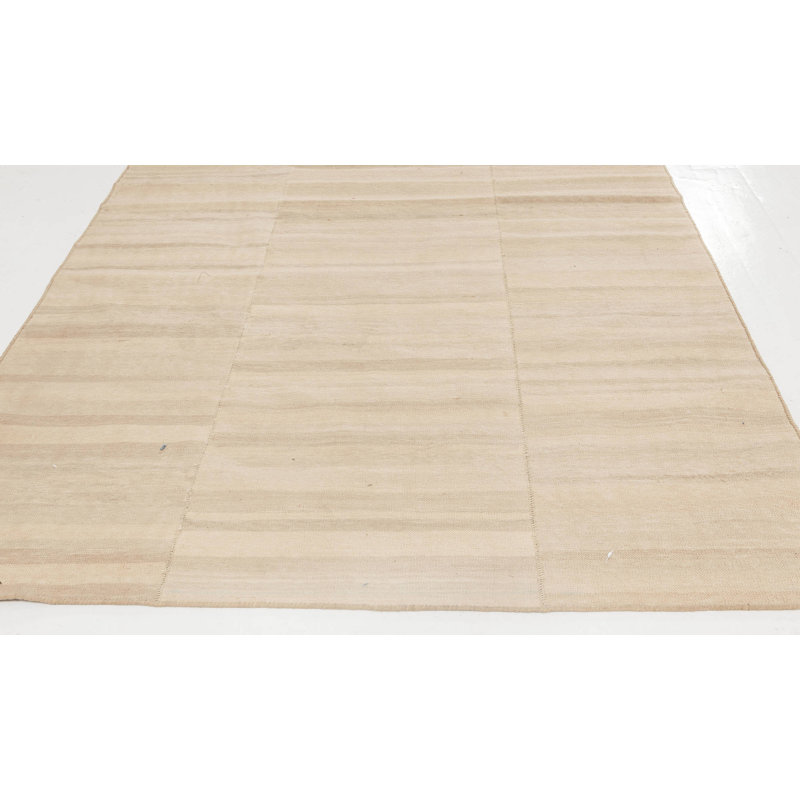 Modern One-of-a-Kind 3'5" X 20'0" New Age Runner Wool Area Rug in Beige
