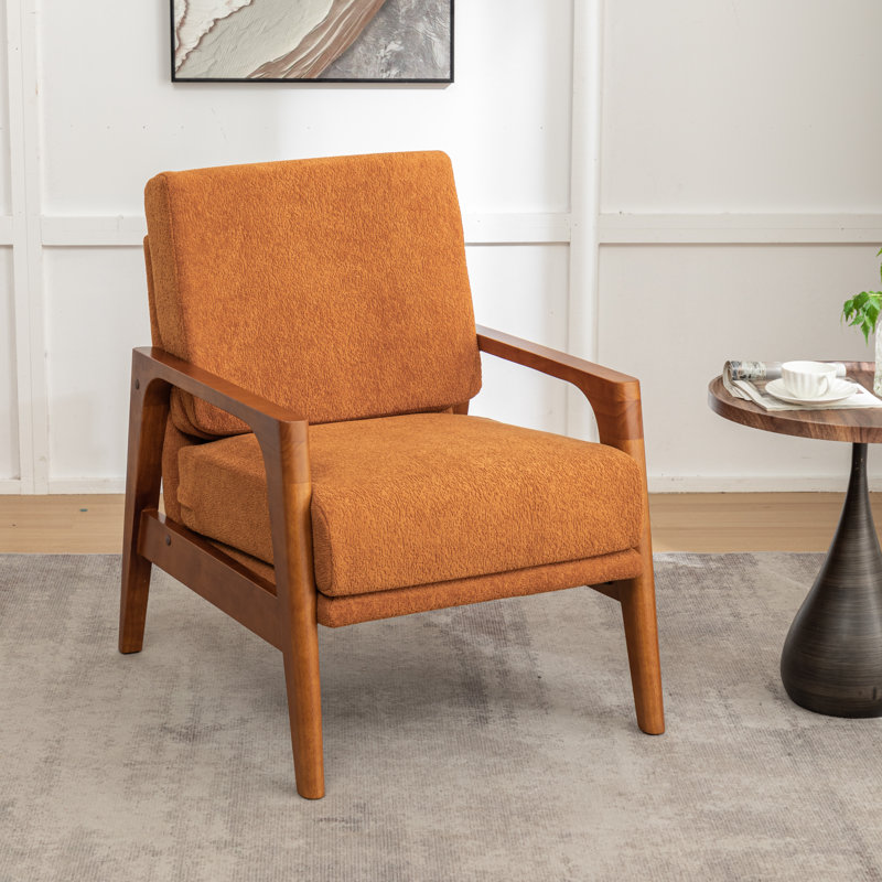 Mahinur 25'' Wide Upholstered Polyester Armchair, Orange Polyester