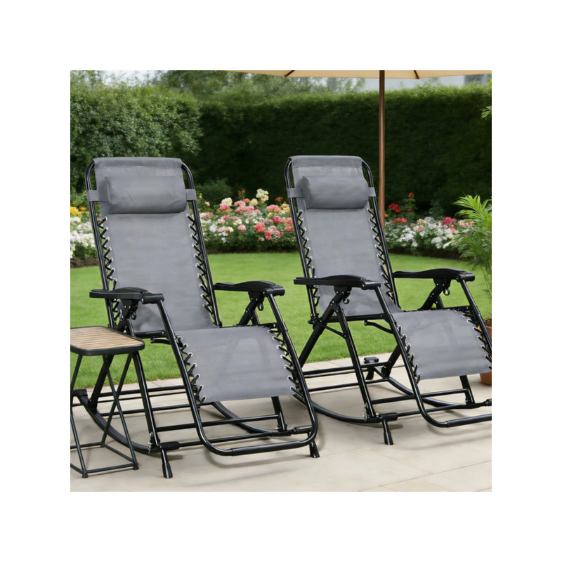 Ensemble de 2 chaises longues inclinables 56,7 po Grey Zero Gravity
