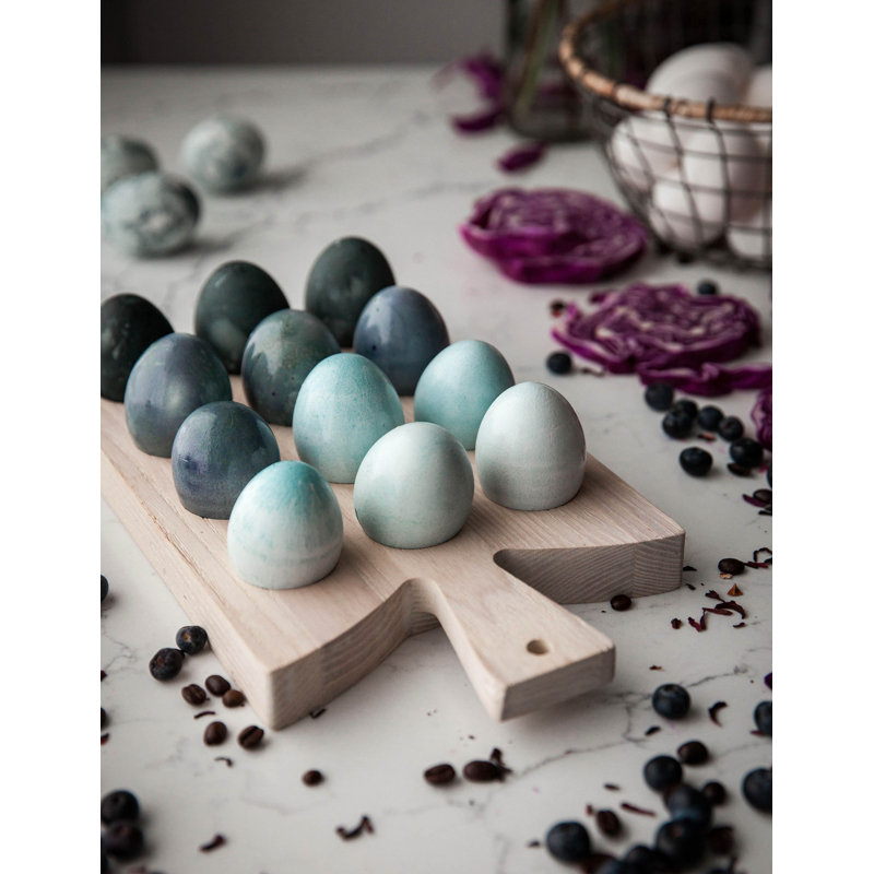 Araucana Wood Egg Platter, White
