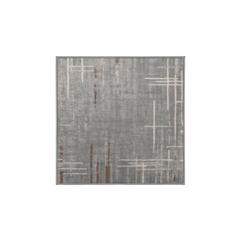 Tapis gris lavable à la machine, Carré 5 pi