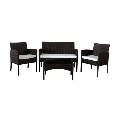 Gaubert Rattan 4 Seater Corner Sofa Set with Cushions