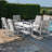 Faiha 6 Seat Rectangular Aluminium Dining Set - with Rising Table - White