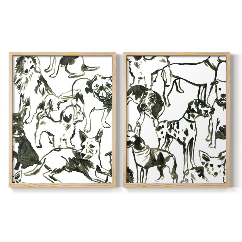 Impression encadrée Canine Collage I-Premium - prête à être accrochée - aucun clou requis - aucun clou requis, Bois naturel