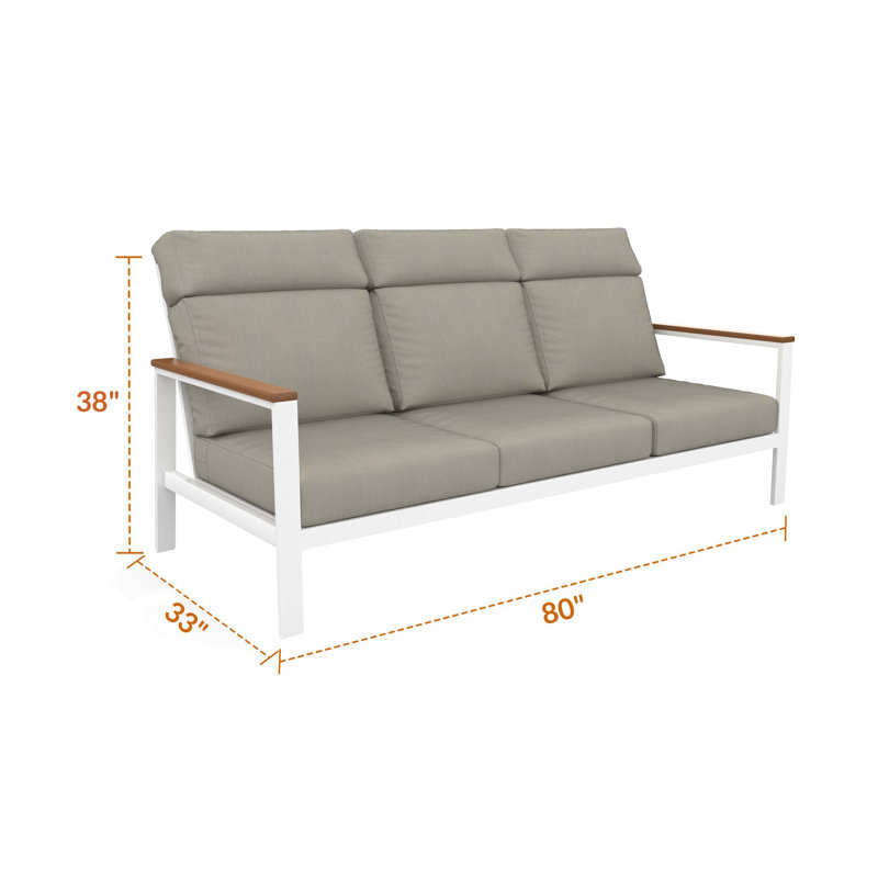 Canapé d'extérieur en métal avec coussin Sunbrella Townsend, Gris