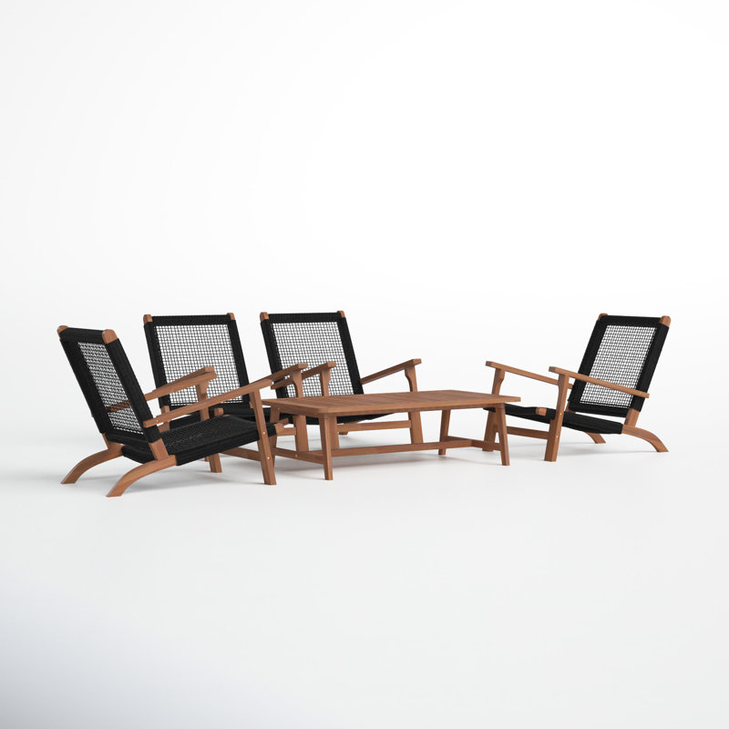 Kismet Acacia 4 - Person Patio Conversation Set, Natural/Black