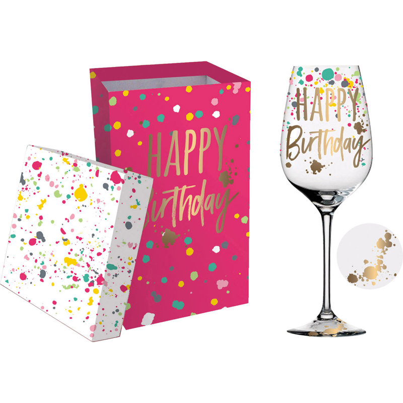 Verre à vin à racine 12 onces joyeux anniversaire