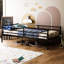 Lit de jour simple noir avec support en lattes de métal, plateforme de lit pour la chambre à coucher, structure en alliage, rangement de 10,9 pouces, patins de protection, structure en métal robuste, lit superposé et stable, rangement, guide d'assemblage transparent