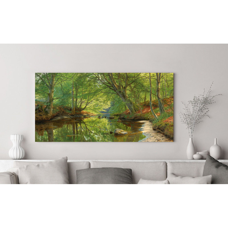 A Stream Through The Woods by Peder Mork Monsted - Wrapped Canvas Print, 35 cm H x 70 cm W