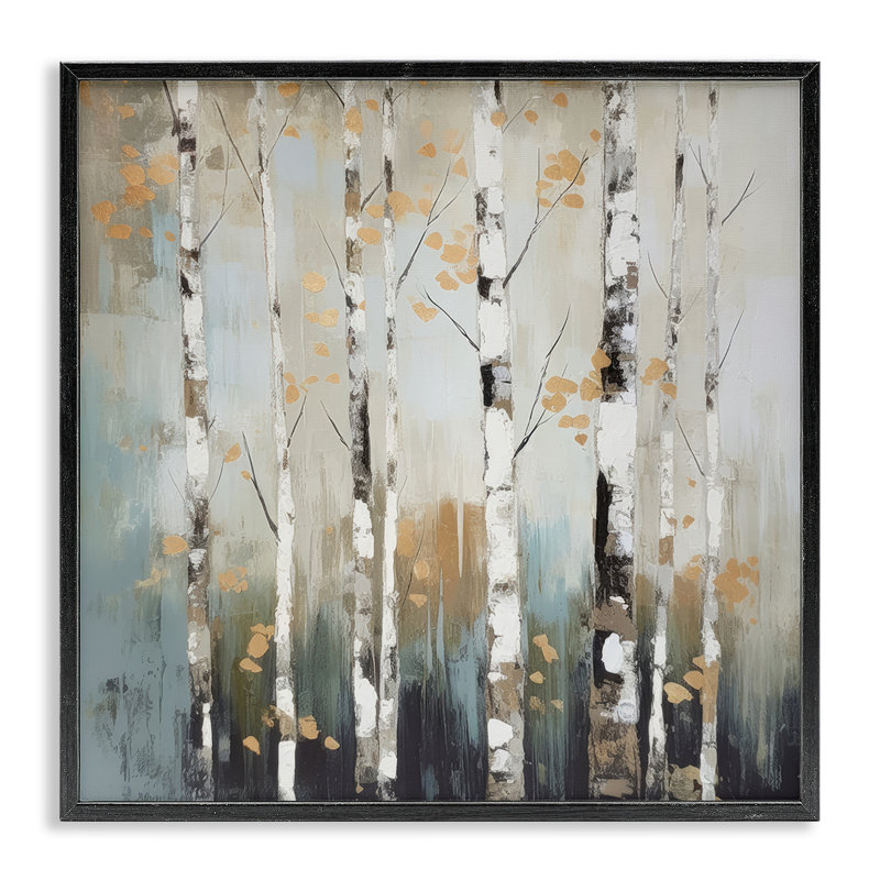 «Autumn Birch Impressions», art de la giclée encadrée par Irena Orlov, H 12 po x l 12 po, Giclée encadrée noir minuit