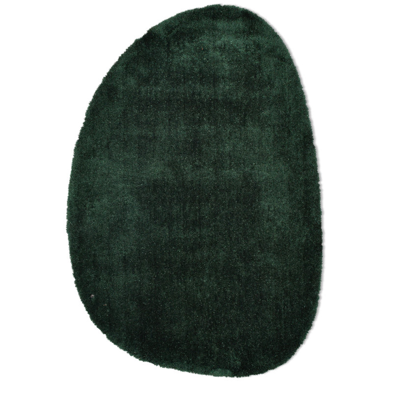 Handmade Cozy rug in dark green, Novelty 135 x 200cm