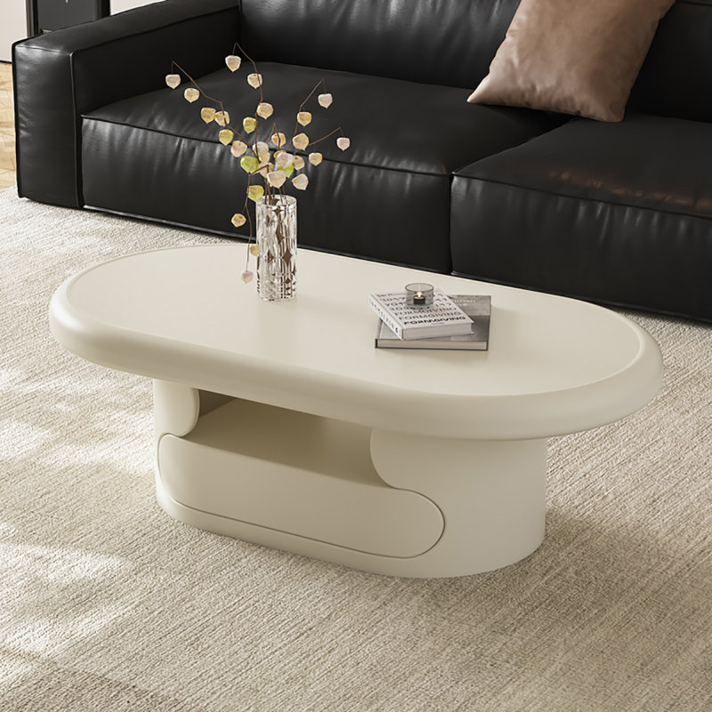 Cream style oval end table, 18.9" H x 47.2" L x 23.6" W