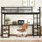 Twin XL Metal Loft Bed With Desk And Shelves, Loft Bed With Ladder And Guardrails
