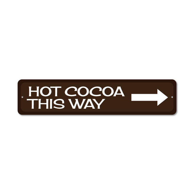 Enseigne en aluminium Hot Cocoa Arrow, H 4 po x l 18 po x P 0,04 po