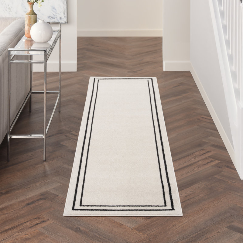 Tapis intérieur / extérieur blanc cassé Arvell, Tapis de couloir 2 pi x 6 pi