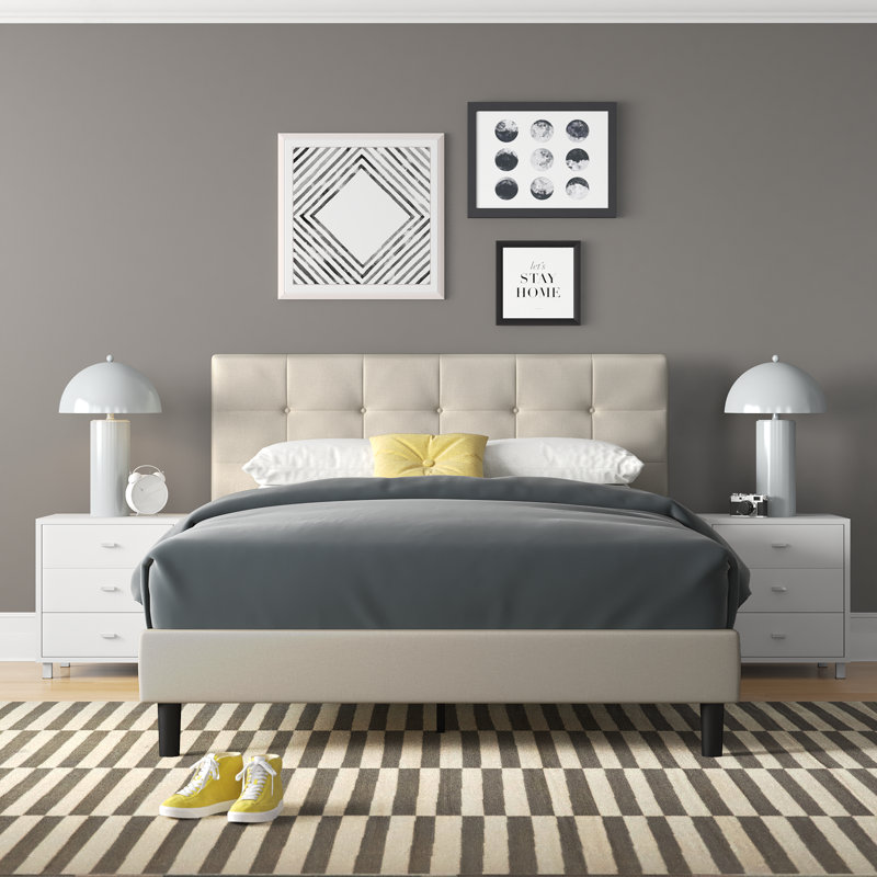 Leonard Upholstered Platform Bed, Twin