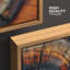 Impression sur toile de décorations murales de chambre à coucher encadrées rustique orange et bleu marine-108345160-108345162