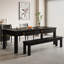 86.61" Black Rectangular Solid Wood Dining Table