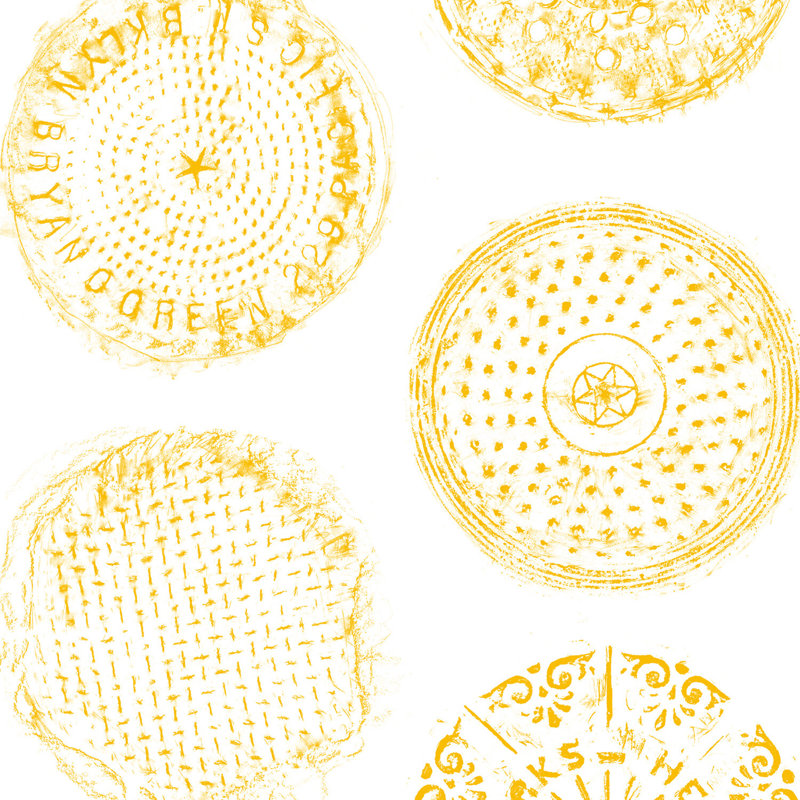 Brooklyn Manhole, Non-Woven, Yellow/White