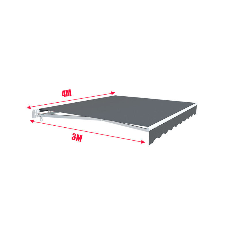 Brayden Studio 400cm W x 300cm D Polyester Cover Retractable Angle Adjustable Patio Awning Canopy, Grey