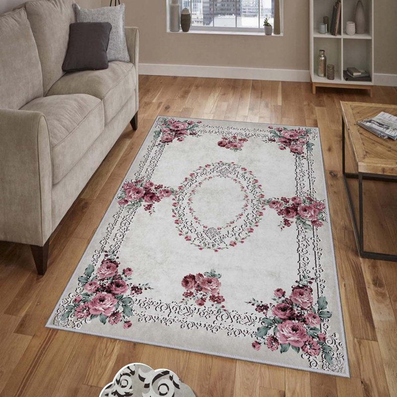 Tapis rectangulaire rouge / blanc / bleu en polyester tissé à la machine 2 pi 7 po x 3 pi 11 po Marasco