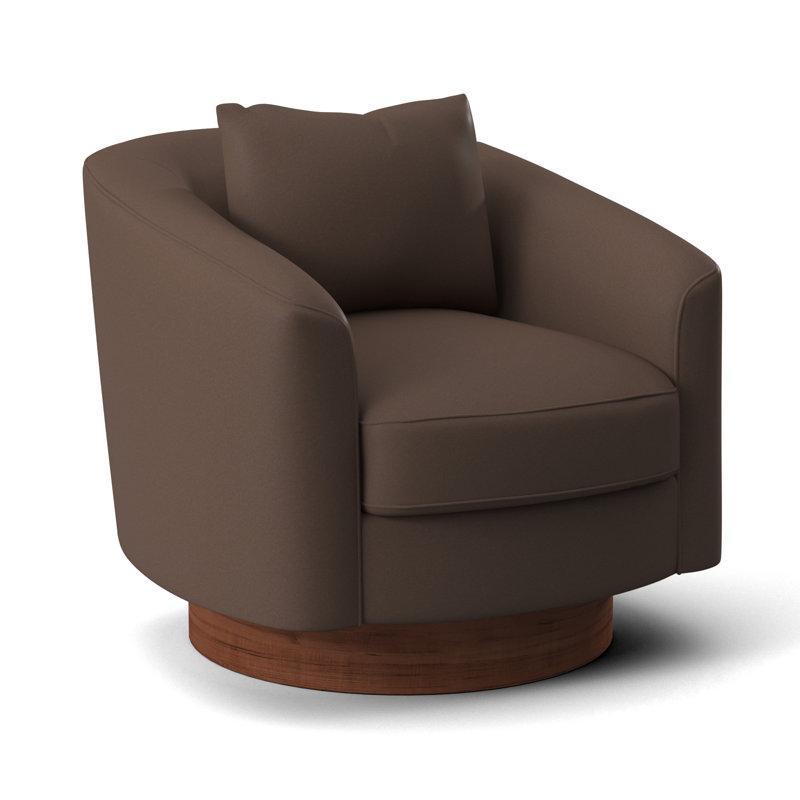 Camino 32'' Wide Genuine Leather Top Grain Leather Swivel Barrel Chair, Tobacco Distressed, 361-012