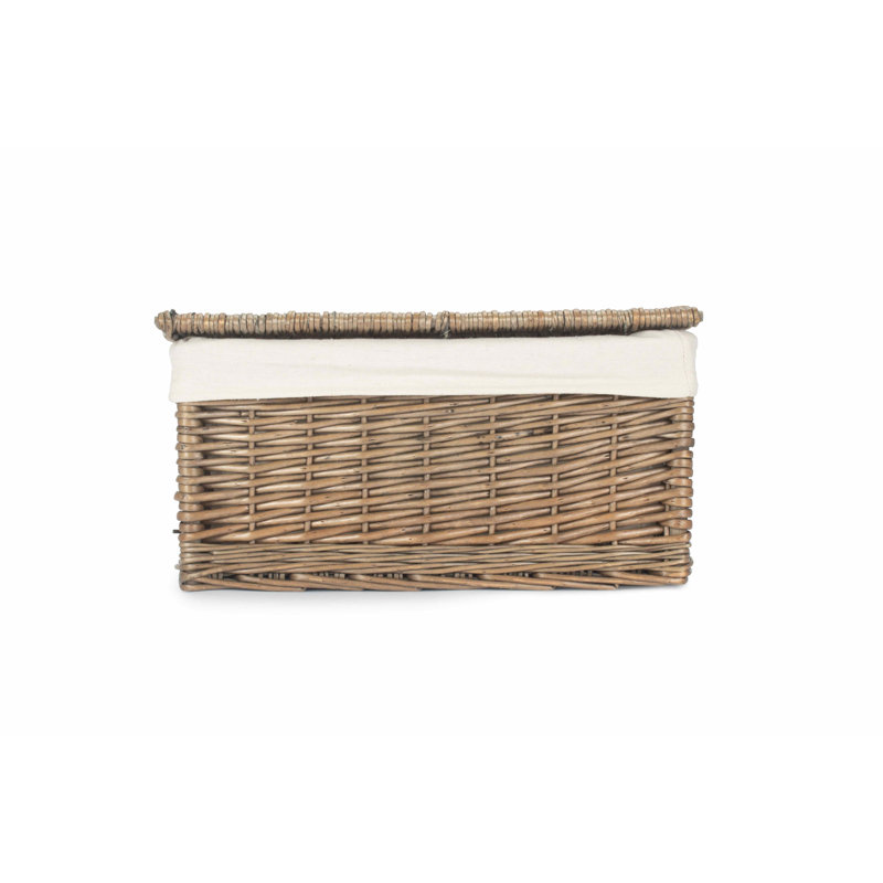 Wicker Storage Basket Hamper with Lining, 19 cm H x 25 cm W x 37 cm D, Antique Wash/White Lining 