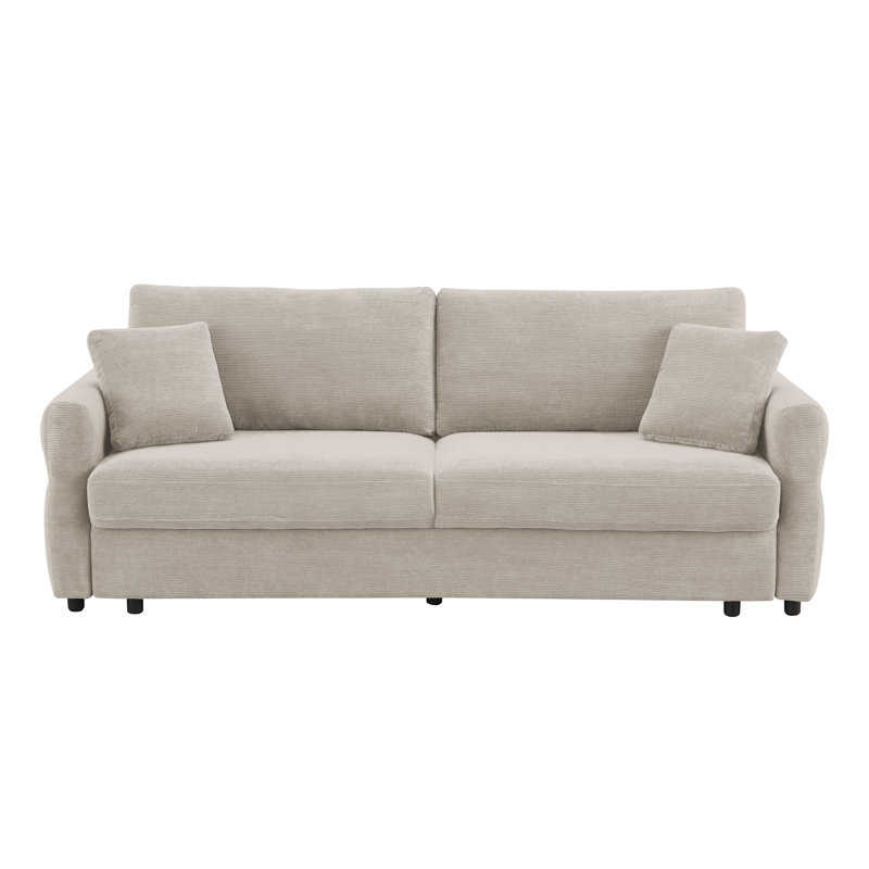 Canapé-lit en tissu avec rangement Haran, Beige